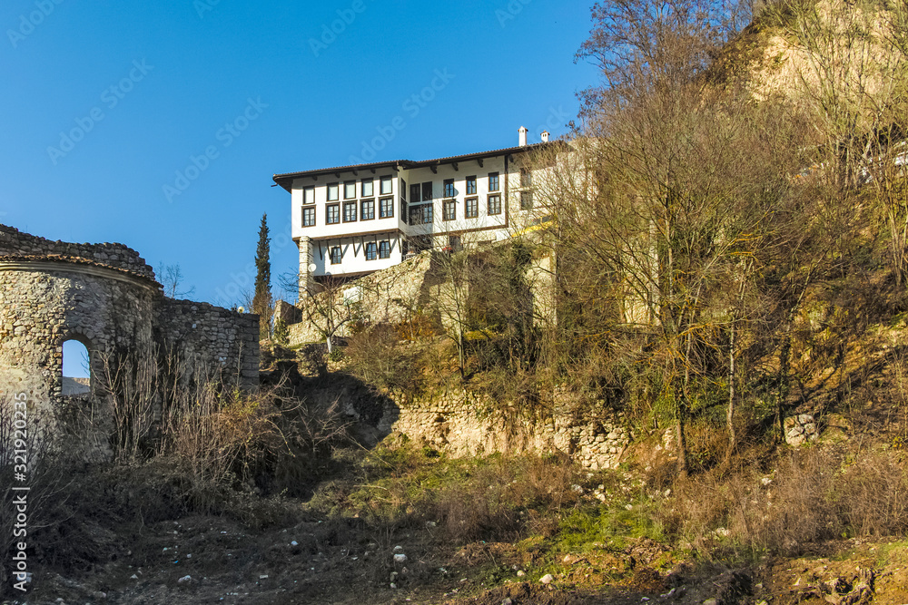 Street and old houses in historical town of Melnik, Bulgaria