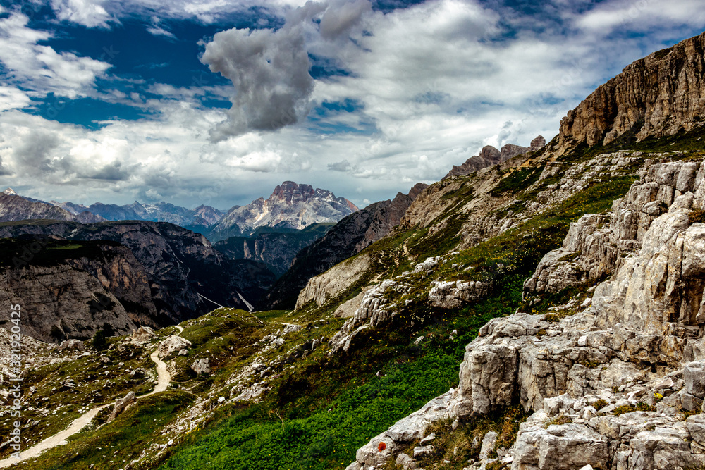 Fototapeta premium Landscape Hiking Trail Tre Cime Dolomite Alps