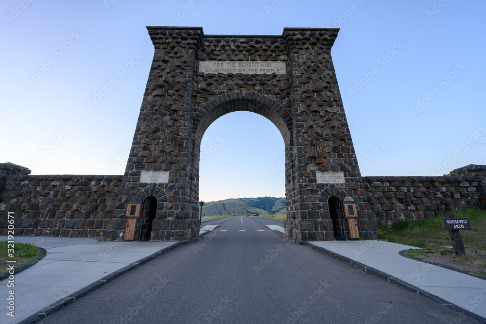 Low Angle View of Entrance Gate to Yellowstone National Park