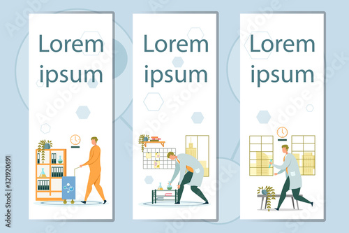 Flat Banner Set Advertising Science Chemical Lab
