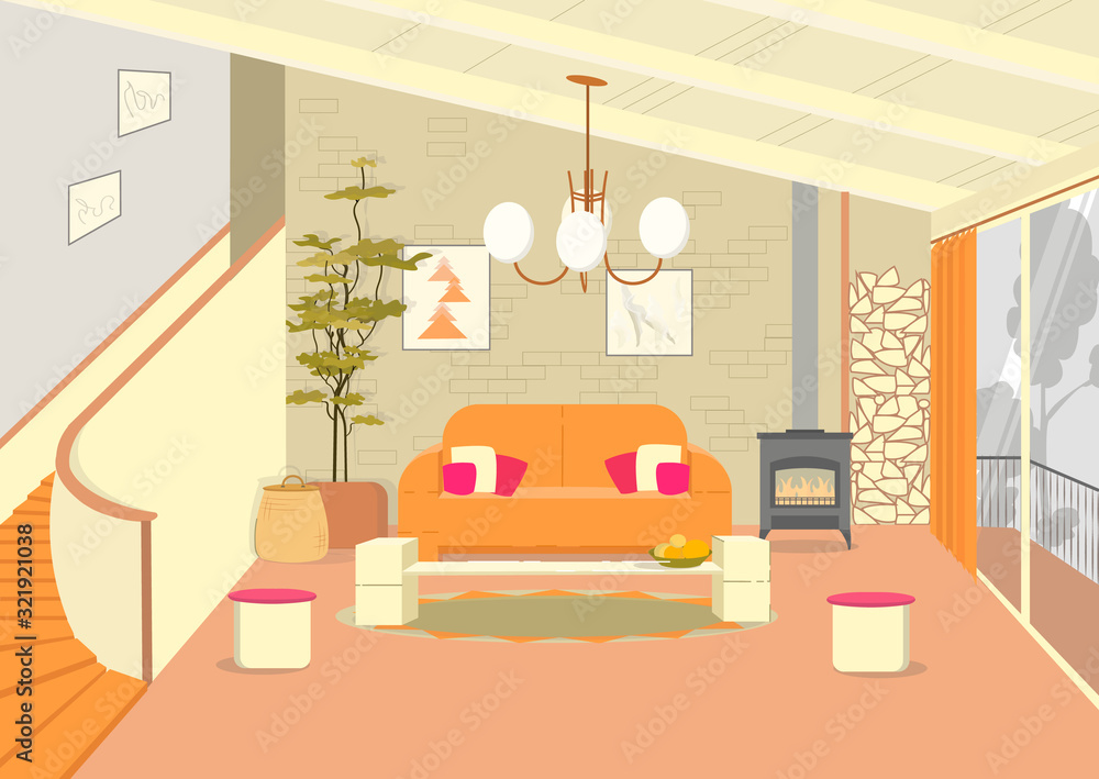 Energetic Loft Style Designer Eclectic Living Room