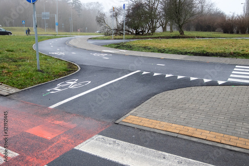 Bicycle and walking path in the city