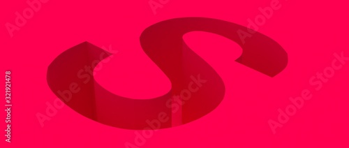 Diseño abstracto tridimensional de superficie en forma de letra "S". Render de fondo divertido en 3d para presentación de productos. Diseño minimalista, banner. 