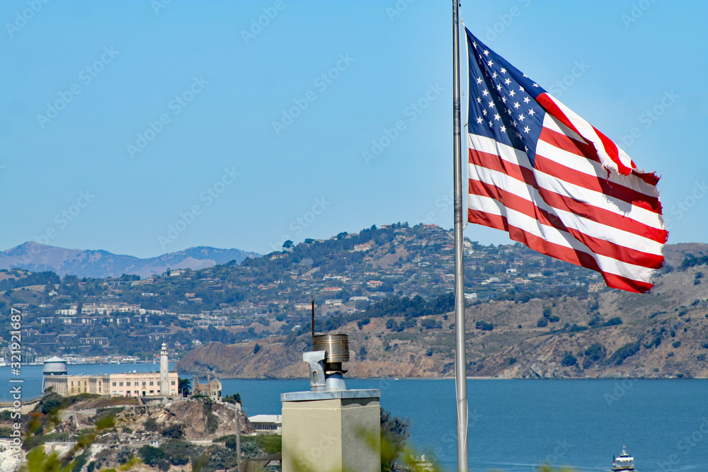 US Flag Over San Francisco (CA 03029)