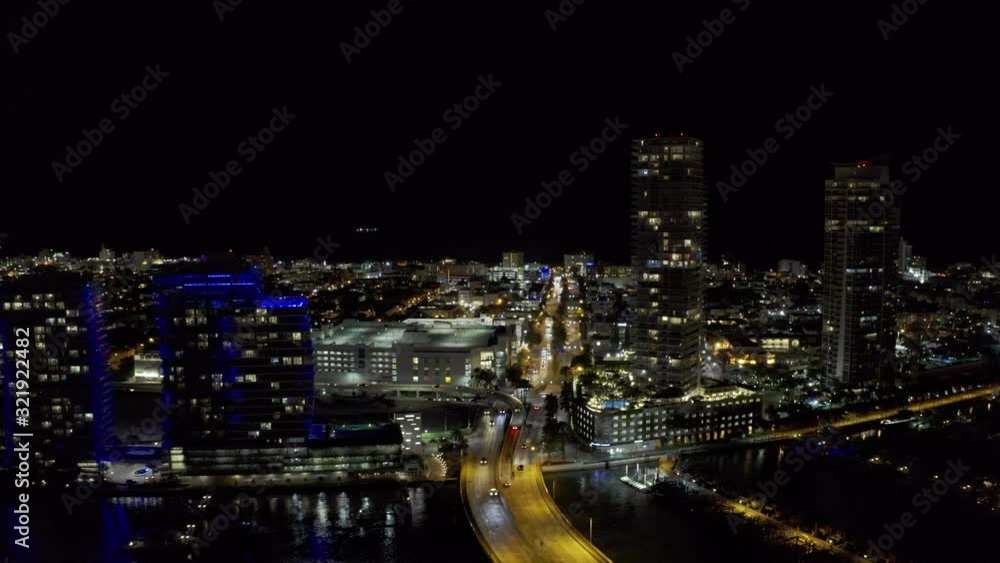 Aerial video Miami Beach bridge between buildings Aerial video Miami Beach bridge between buildings