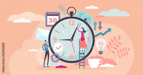 Time management concept, flat tiny persons vector illustration photo