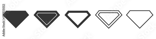 Set of diamond icons. Black vector illustration