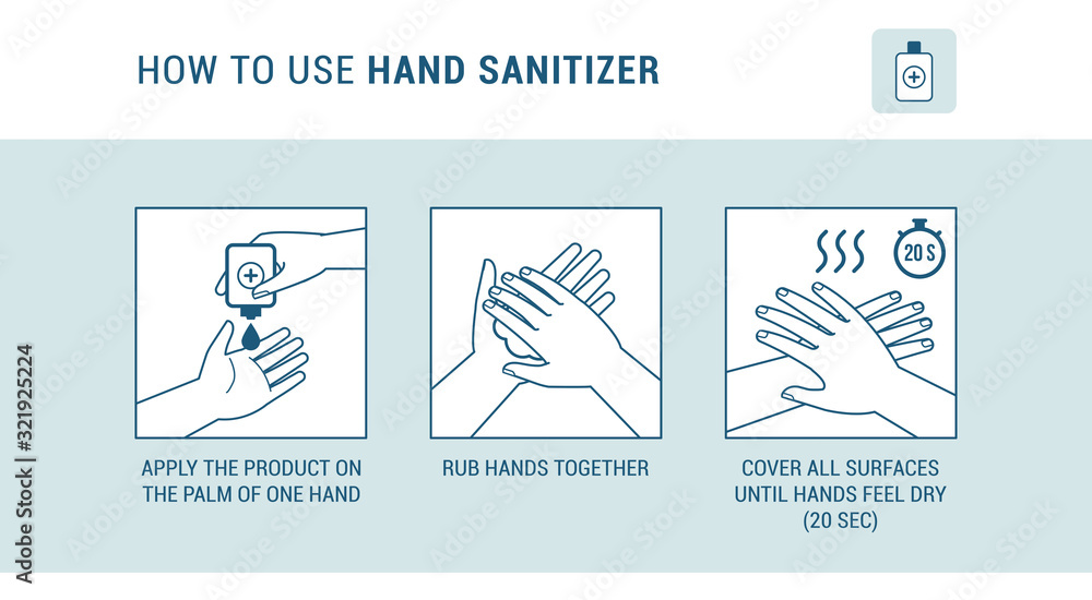 How to use hand sanitizer - obrazy, fototapety, plakaty 