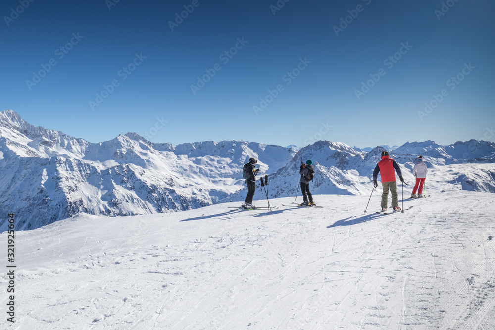 On top of the world on a clear blue sky day in the French Alps