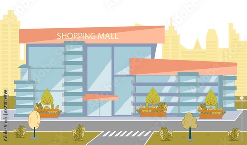 Modern Shopping Mall Building with Glass Exterior
