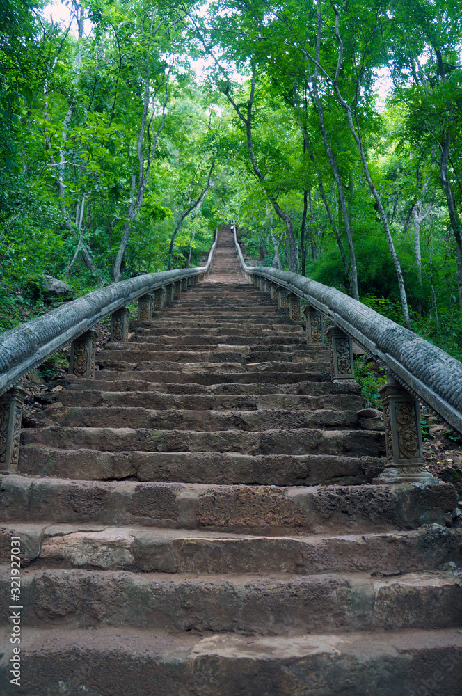 Stairs to a hilltop temple near Battambang, Cambodia Stairs to a hilltop temple near Battambang, Cambodia