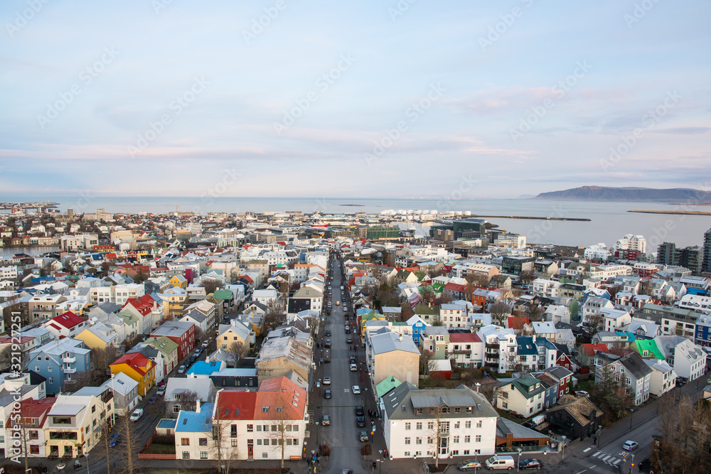 view of city of Reykjavik in Iceland