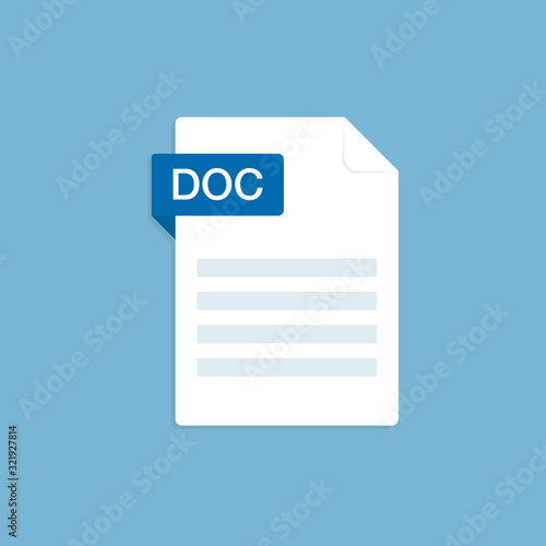 DOC icon file with label. Downloading document concept. Banner for business, marketing and advertising. Illustration.	