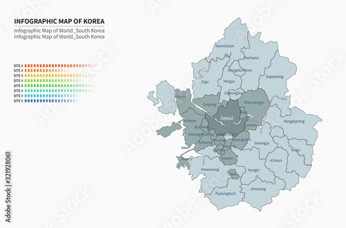 gyeonggido map. vector of korea provinces map. south korea map.