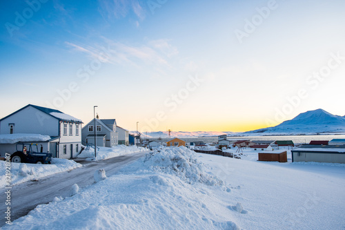 Winter day in the village on island of Hrisey in Iceland © Gestur
