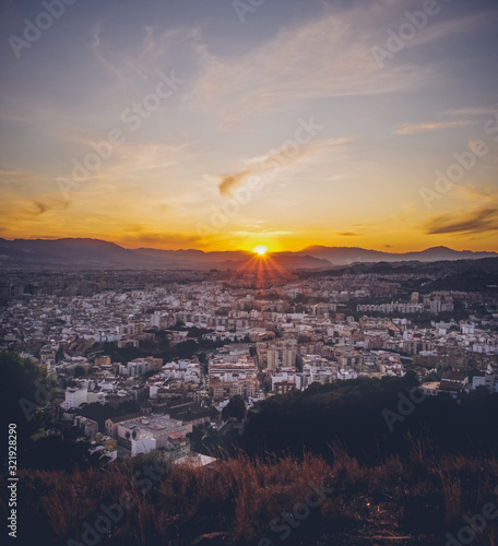 a sunset in Málaga.