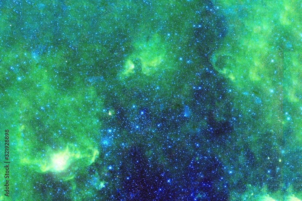 Green galaxy, deep space with stars. Elements of this image were