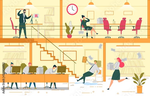 Unproductive Workplace Flat Vector Illustration