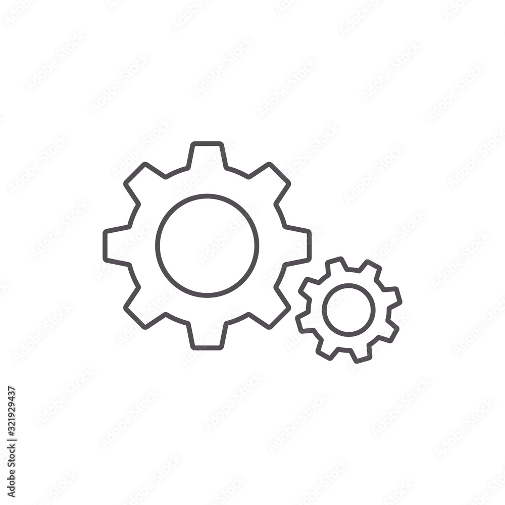 Gear Icon Isolated on White Background, Vector flat design line illustration Gear Icon Isolated on White Background, Vector flat design line illustration