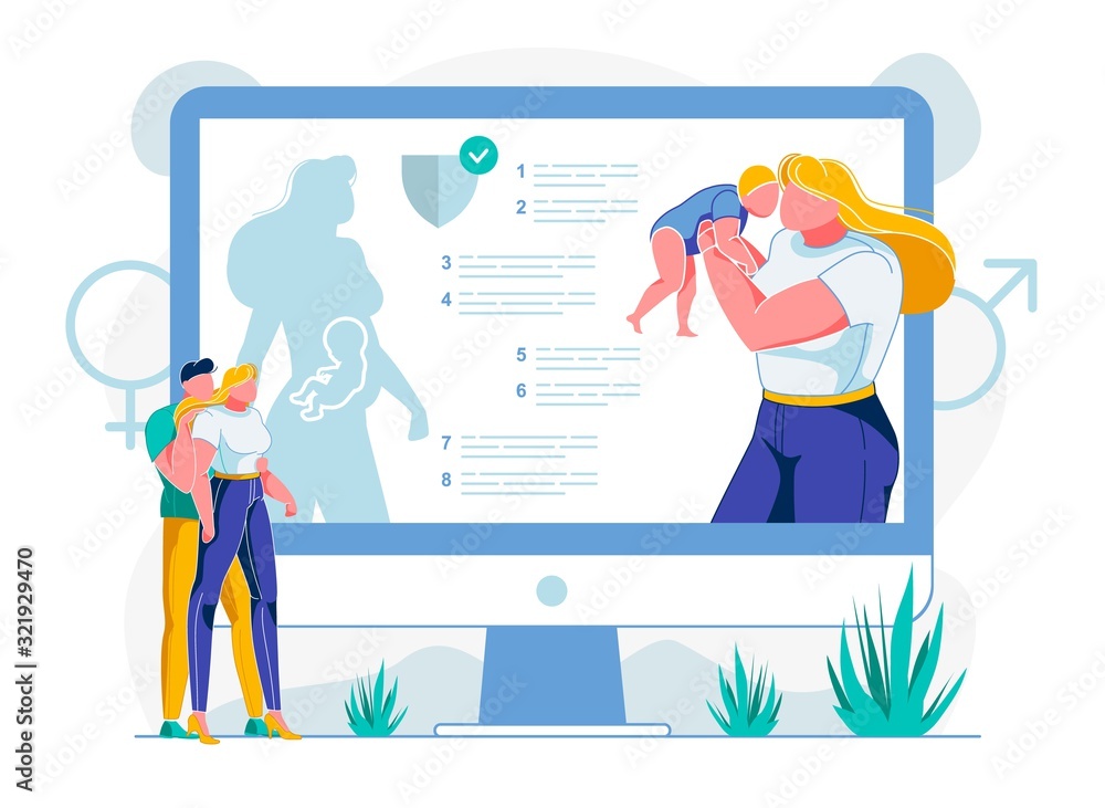 Couple Planning Childbirth Vector Illustration