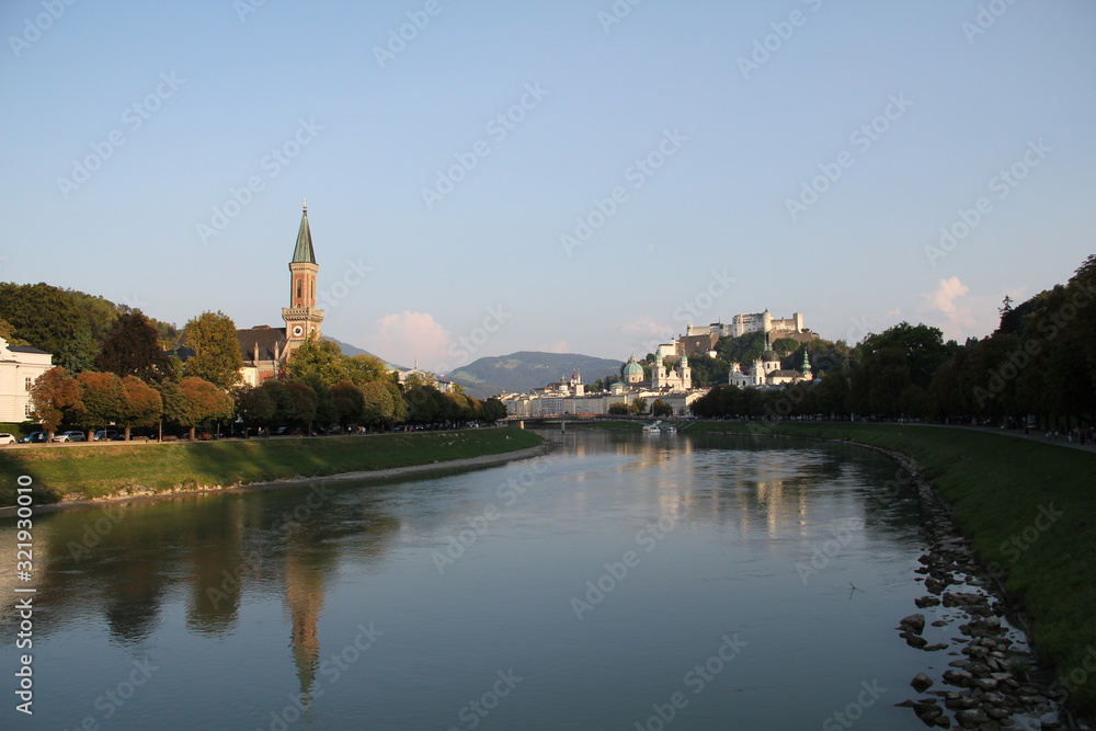 Naklejka premium village on river
