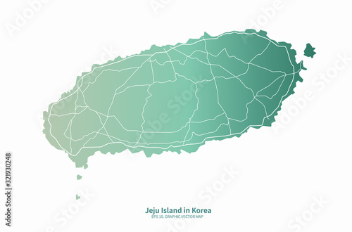 jeju island map. jeju map of korea.  photo