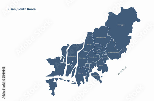 korea map. busan map of korea.  photo