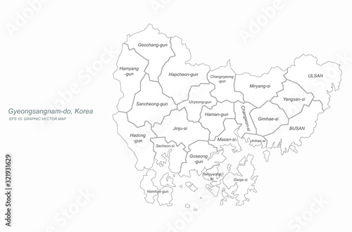 gyeongsang do map. gyeongsang-namdo and gyeongsang bukdo map. korea provinces map. 
