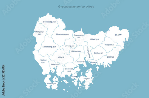 gyeongsang do map. gyeongsang-namdo and gyeongsang bukdo map. korea provinces map. 