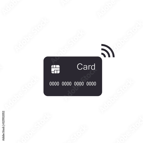 Contactless credit card icon, bank card with radio waves sign, credit card payment vector illustration