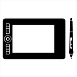 Digital Drawing Tablet with Pen Vector Icon Illustration Symbol