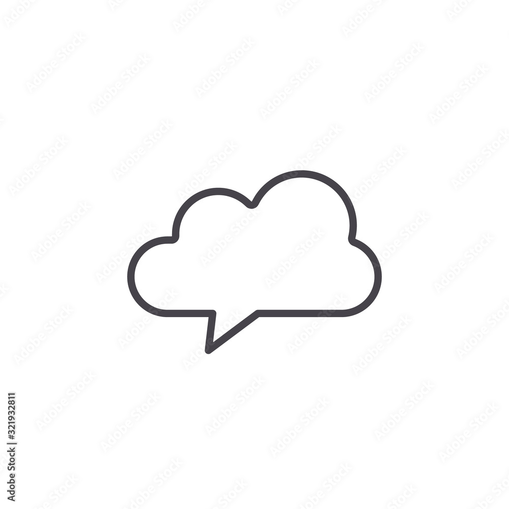 Speech bubble cloud icon. Vector isolated flat design line illustration Speech bubble cloud icon. Vector isolated flat design line illustration