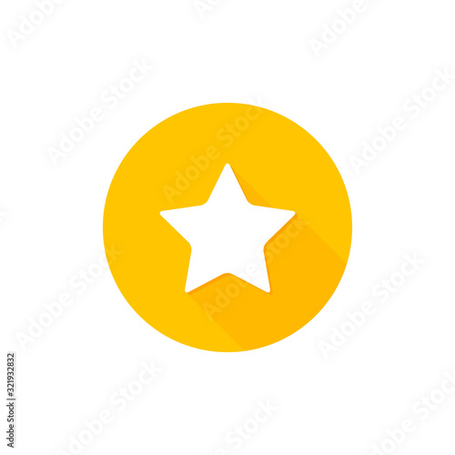 Star icon with long shadow. Vector isolated flat design illustration in circle