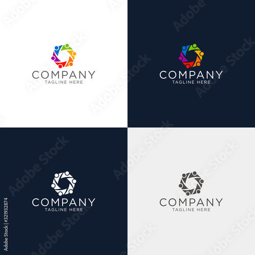 logo design emblem vector colorful foundation community logo template