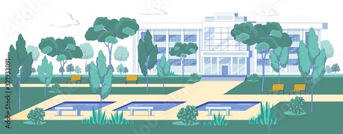 Architecture University Building and Campus Park.