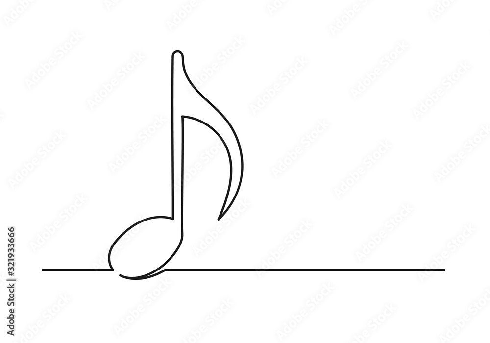 Continuous one line drawing of a musical note Continuous one line drawing of a musical note