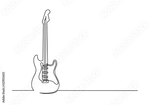 Fotografia, Obraz Continuous one line drawing of a guitar