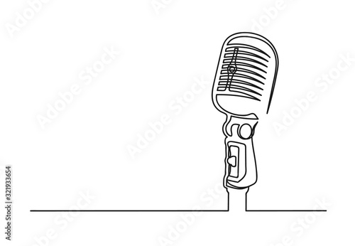 Continuous one line drawing of a microphone