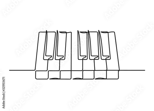 Continuous one line drawing of a piano keyboard