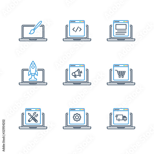 Computer Programming Icons Set Programmer Developer Stock Two Tone Line Icon Set Vector