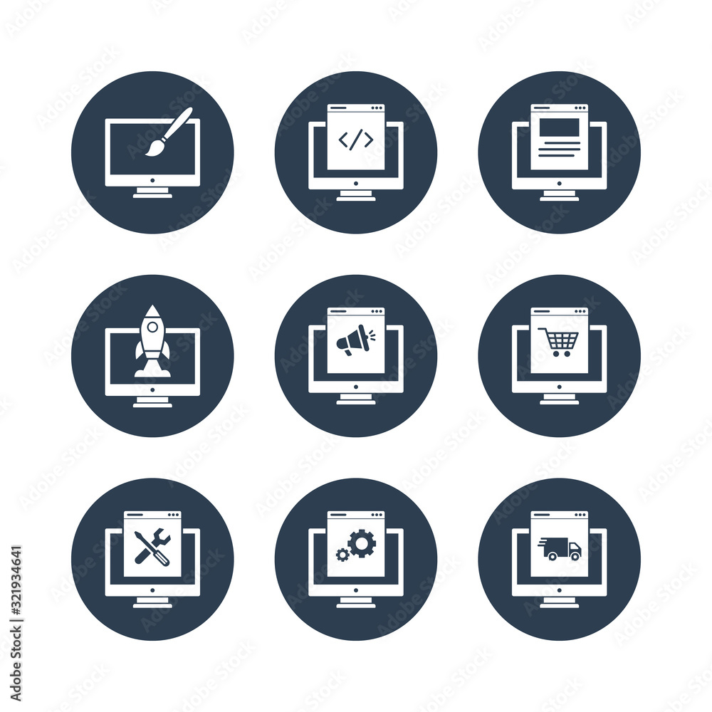 Computer Programming Icons Set Programmer Developer Stock Circle Filled Icon Set Vector Computer Programming Icons Set Programmer Developer Stock Circle Filled Icon Set Vector