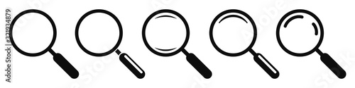 Magnifying glass instrument set icon, magnifying sign, glass, magnifier or loupe sign, search – stock vector