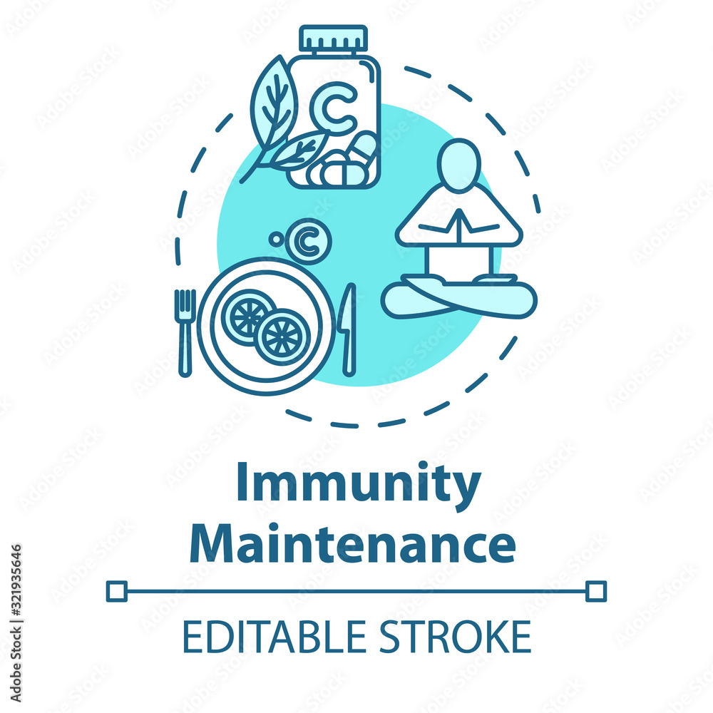 Immunity maintenance concept icon. Pharmacy treatment. Supplement capsules. Strong health. Influenza prevention idea thin line illustration. Vector isolated outline RGB color drawing. Editable stroke