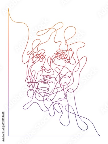 One line portrait, male face, curve line create a head, continuous stripe 3