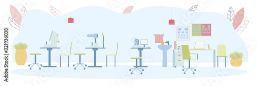 Ophthalmologist or Oculist Doctor Office Interior.