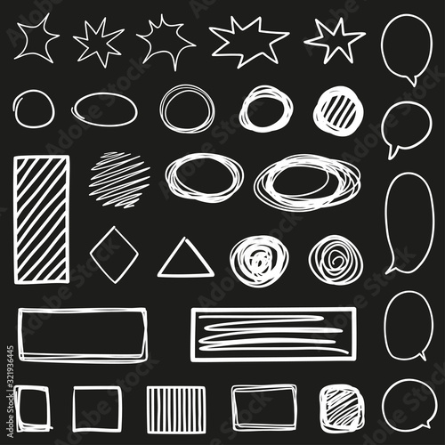 Wallpaper Mural Abstract outlined shape. Hand drawn chaotic lines on isolated black background. Chaotic geometric shapes. Black and white illustration. Elements for your design Torontodigital.ca