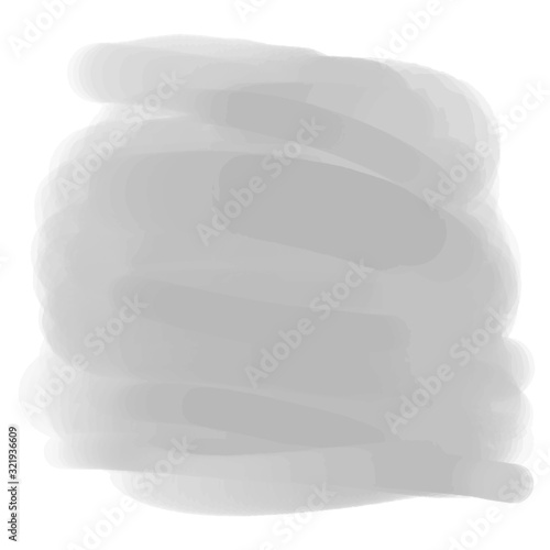 Abstract smear on white. Hand drawn painted stain. Hand drawn grungy spot. Black and white illustration