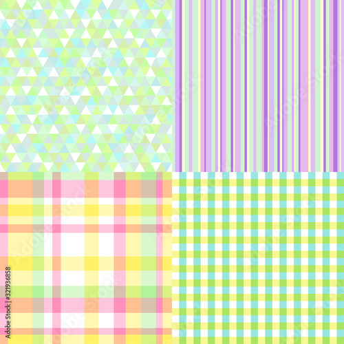 Set of seamless patterns. Simple colored background. Seamless geometric texture. Doodle for flyers, shirts and textiles