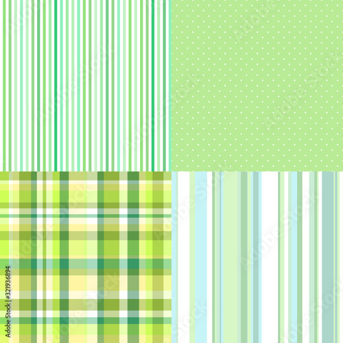 Set of seamless patterns. Simple colored background. Seamless geometric textures for fabrics