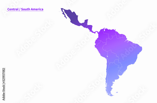 vector map of south america. latin america countries map.